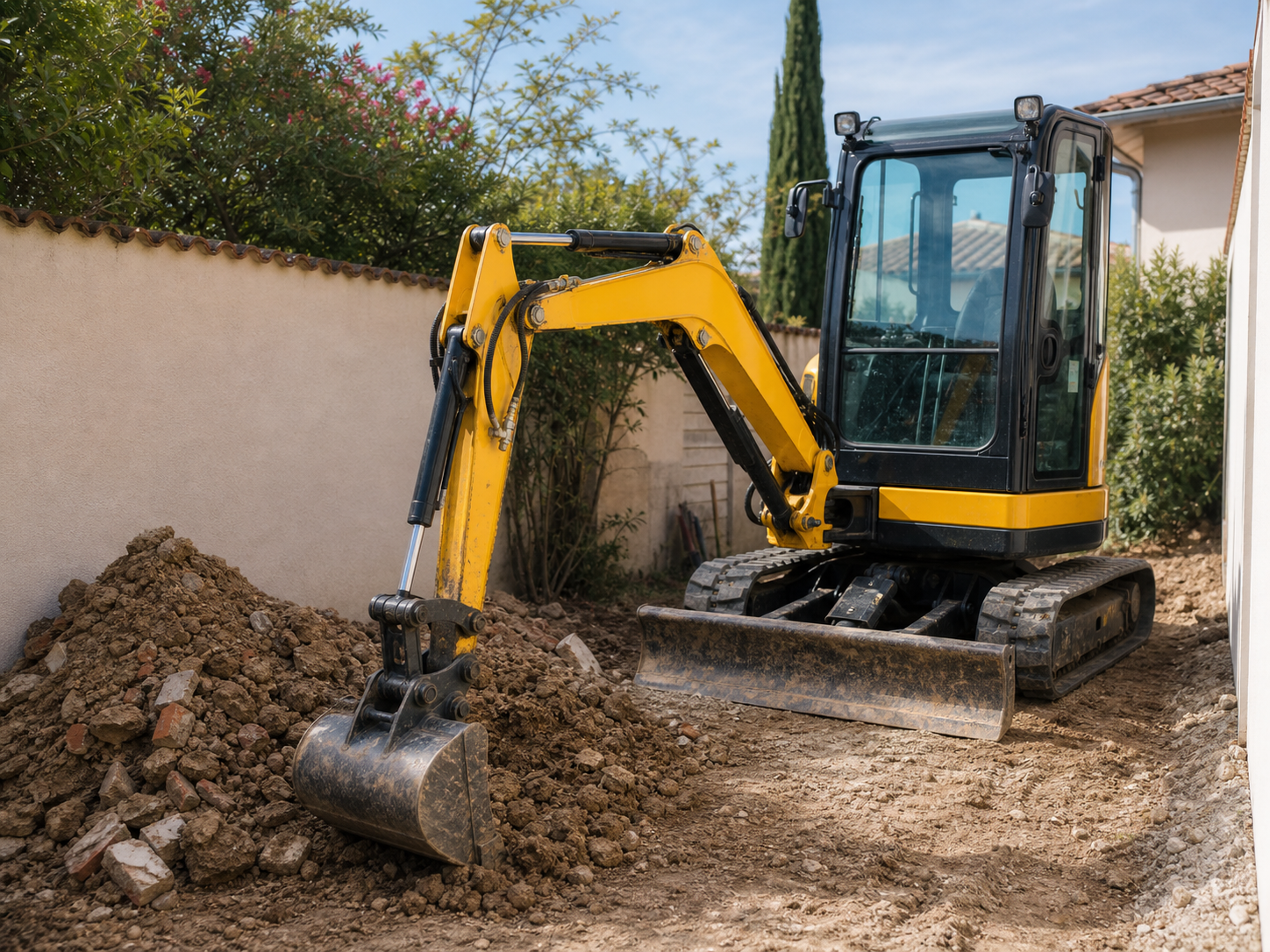 Évacuation de terre et gravats sur un chantier résidentiel à Toulouse