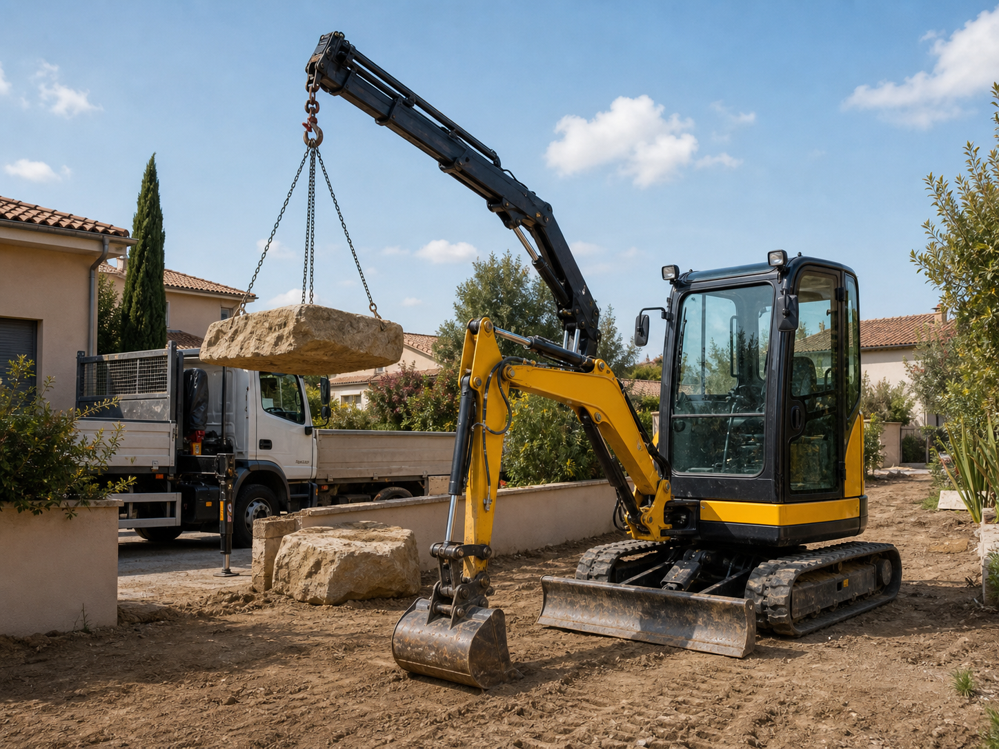Camion grue avec chauffeur pour manutention de matériaux
